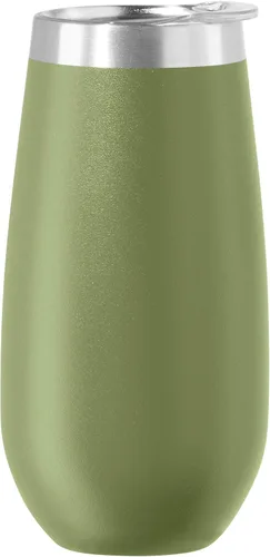 Vista 16 de OGGI Thermo Flute 'Celebrate Collection' - Vaso de copa de champán con aislamiento de acero inoxidable, grano de madera, 6 onzas, con tapa