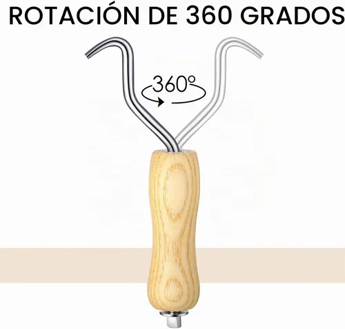 Vista 3 de Therwen 4 piezas de alambre Twister con mango de madera Herramienta de mano de acero para torcer de alambre de hormigón