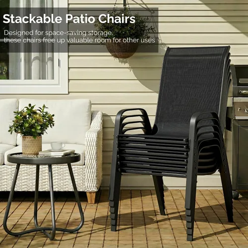 Vista 7 de MAMIZO Sillas de comedor para patio, silla Teslin apilable para todo tipo de clima, juego de sillas transpirables resistentes al aire libre