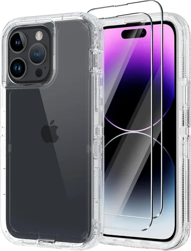 Vista 13 de Funda para iPhone 14 Pro Max con 2 protectores de pantalla, resistente de servicio pesado a prueba de golpes, protección contra caídas, resistente