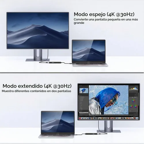 Vista 3 de USB C Hub, Adaptador QGeeM de USB 4k a HDMI, Dongle USB-C 7 en 1 con 100W PD, USB 3.0, Lector de Tarjetas, Compatible con MacBook, iPhone 15/17