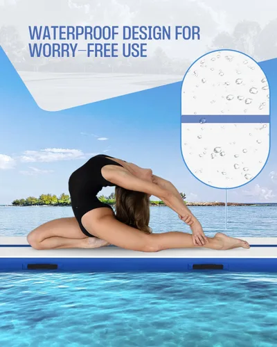 Vista 7 de Inflatable Gymnastics Mat 10ft/ 13ft/ 16ft, 4 inches Thickness Gymnastic Mats with Electric Pump and Carry Bag for Kids Home Use Outdoor Training