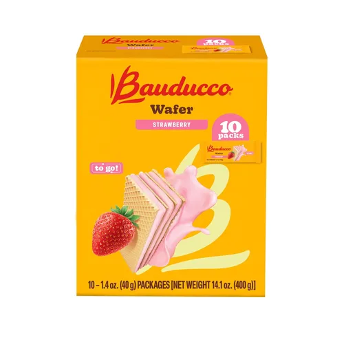 Vista 14 de Bauducco Galletas de oblea, chocolate y avellana, porción individual, 14.1 onzas (paquete de 10), obleas crujientes envueltas individualmente