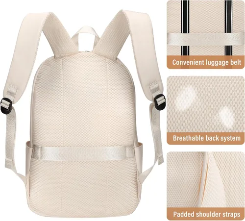 Vista 4 de HOMIEE Mochila ligera para laptop de uso casual, se adapta a computadoras de 15.6 pulgadas, resistente al agua, pequeña, linda, unisex, mochila