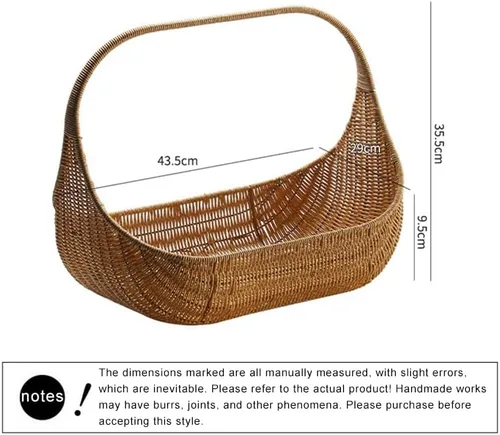 Vista 6 de Ochine Cesta de mimbre con asa, cesta de mimbre para niña de flores, cesta de picnic de mimbre, cestas de frutas, cesta de pan, cesta de ratán