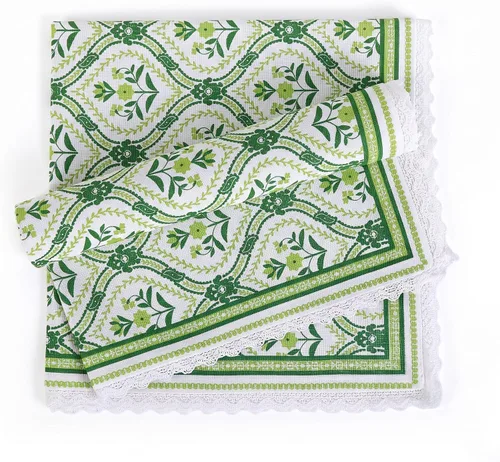 Vista 57 de FINGERCRAFT Servilletas de tela de lino y algodón de 12 unidades con esquinas ingletadas y elegante encaje para uso diario; las servilletas están