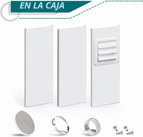 Vista 9 de Kit de ventilación para ventana de secadora Daisypower, kit de ventilación de ventana ajustable con cubierta de ventilación para exterior, campana