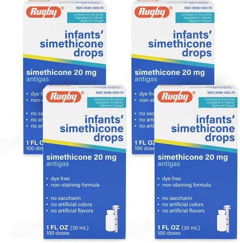 Vista 8 de Gotas para Gases sin Colorantes Rugby para Bebés - Gotas Líquidas de Simeticona 20 mg para Recién Nacidos, Bebés, Niños Pequeños y Niños - Alivio
