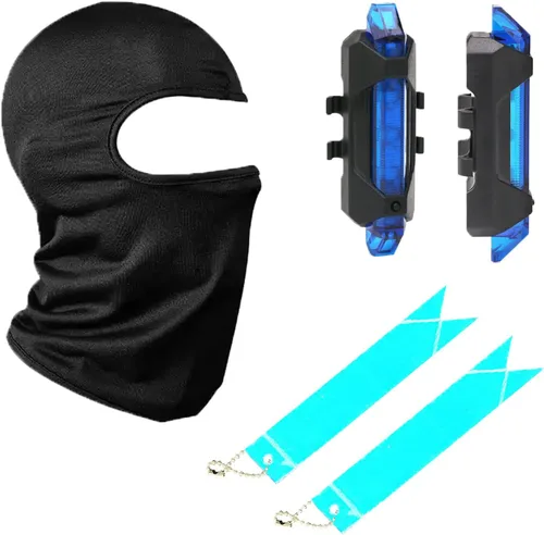 Vista 7 de Máscara gótica punk, máscara Techwear, casco de Halloween Cosplay Tech con luz LED Azul
