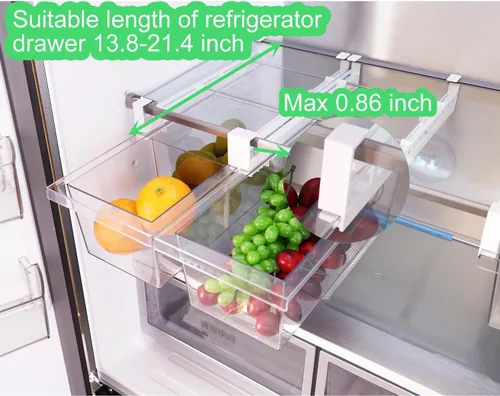 Vista 3 de Yatmung Paquete de 2 Organizadores de Cajón Deli Extra Grandes para Refrigerador Extraíble - Organizador de Cajón de Refrigerador y Contenedores
