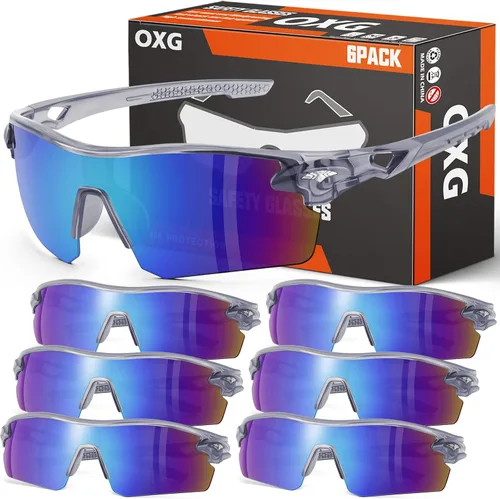 Vista 10 de OXG 6 Pack Safety Glasses, Scratch Resistant Wraparound Lenses ANSI Z87.1 Protective Eyewear for Unisex