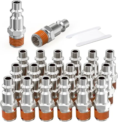 Vista 13 de Accesorios de aire industriales macho NPT de 1/4 pulgadas, accesorios de aire de conexión rápida de latón, enchufe de accesorios para compresores