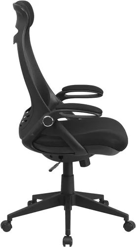 Vista 10 de Flash Furniture Ivan - Silla de oficina giratoria ejecutiva de malla negra con brazos abatibles