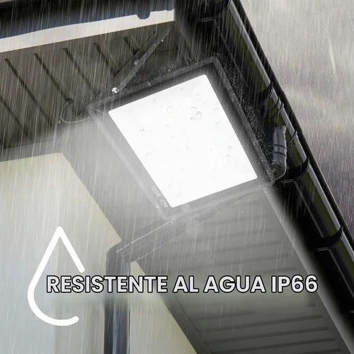 Vista 2 de YANYCN Pack de 3 luces LED de 100 W para exterior, luces de seguridad superbrillantes de 11600 lm con enchufe, luces de inundación IP66 impermeables