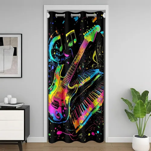 Vista 16 de Castle Fairy Cowboy Boots Door Curtain for Doorways Privacy Bohemia Musical Guitar Doorway Curtain Western Rustic Cowgirl All Season Blackout