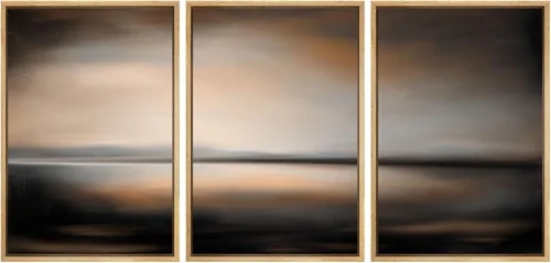 Vista 136 de SIGNFORD - Set de obras de arte en lienzo enmarcado para pared, ilustraciones abstractas de neblina del desierto en tonos neutros beige y marrón