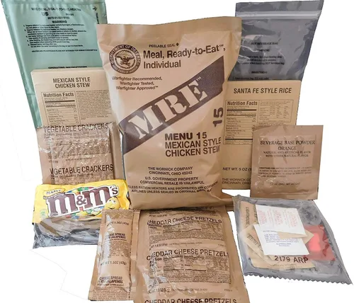 Vista 5 de MREs (Comidas listas para comer) Genuino excedente Militar de EE. UU. (1 Paquete) Sabores variados