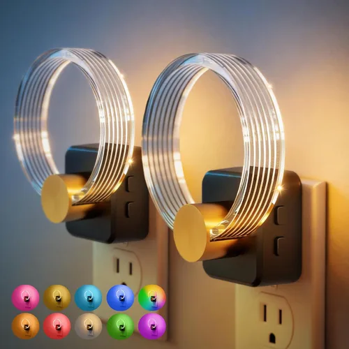Vista 18 de JandCase Luz Nocturna, Luces Nocturnas Cambiantes de Color Enchufables en la Pared, Luz Nocturna RGB con Sensor de Luz, Luz Nocturna Enchufable