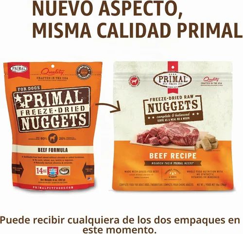 Vista 2 de Primal - Nuggets de comida liofilizada para perros, 5.5 onzas, cuchara completa y equilibrada y sirve alimentos crudos saludables sin granos