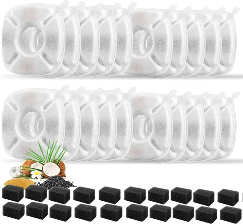 Vista 11 de 8 piezas de filtros de repuesto para fuente de gato, 4 paquetes de filtros de repuesto para fuente de agua para gatos con 4 paquetes de esponjas