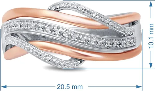 Vista 2 de Jewelili Anillo de plata de ley chapada en oro rosa de 110 quilates con diamantes blancos naturales