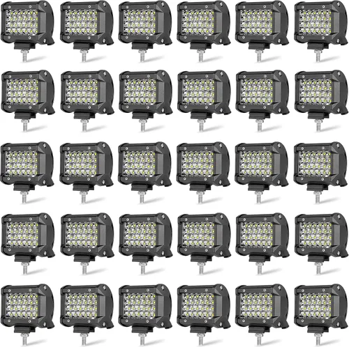 Vista 12 de Vainas LED: 20 unidades de 60 W, luces de punto LED de 12000 lm, luz cúbica de triple fila, luces de inundación para conducción todoterreno