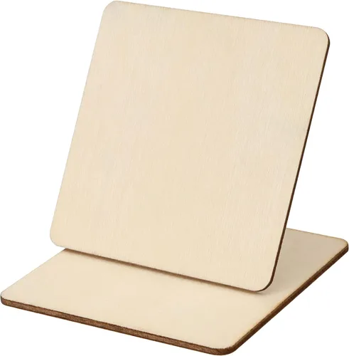 Vista 5 de 200 piezas cuadradas de madera de 3 x 3 pulgadas, cuadrados de madera para manualidades, azulejos de madera, piezas de madera sin terminar