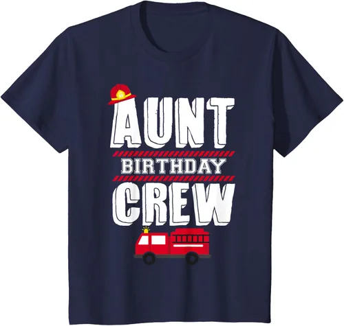 Vista 87 de Aunt Birthday Crew Fire Truck Fireman - Camiseta para fiesta de acogida, Negro, S
