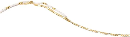 Vista 3 de Gargantilla de perlas de agua dulce de oro de 14 quilates para mujer, collar de cadena de perlas blancas cultivadas, regalo de joyería de perlas