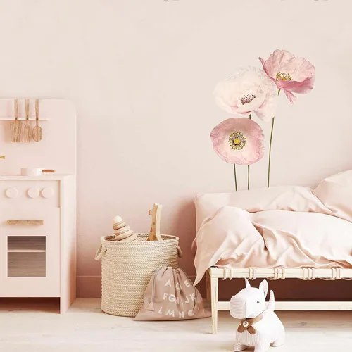 Vista 3 de Calcomanías de pared de flor de loto para sala de estar, calcomanías de pared de loto rosa floreciente, decoraciones de pared de loto extraíbles