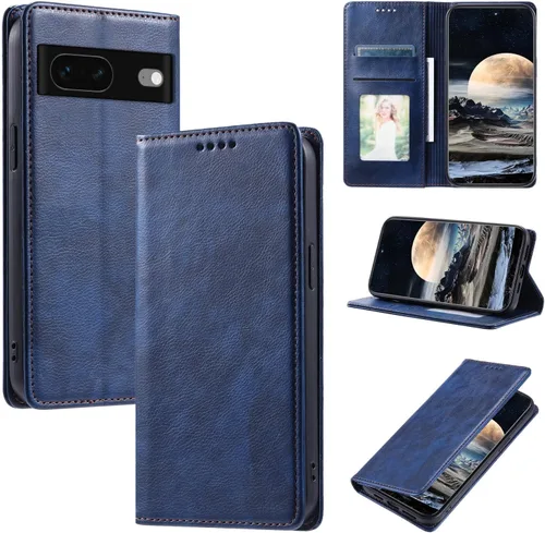 Vista 104 de Funda de cuero compatible con Google Pixel 7, compatible con Google Pixel 7 5G GVU6C GQML3 Flip Folio PU Funda de cuero negro