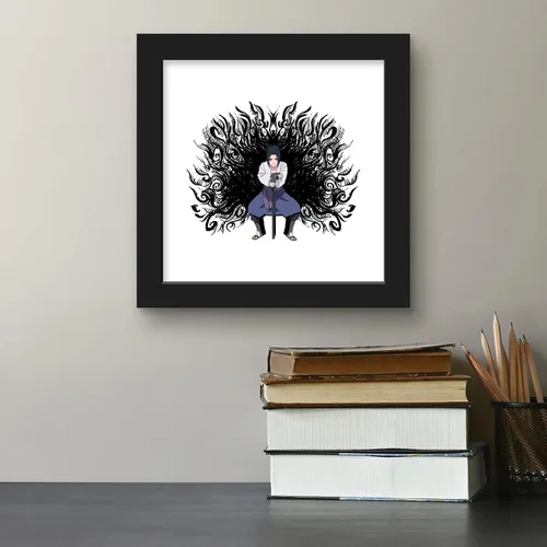 Vista 5 de Gallery Pops Naruto Shippuden - Sasuke Uchiha Amaterasu - Arte de pared, versión enmarcada negra, 12 x 12 pulgadas