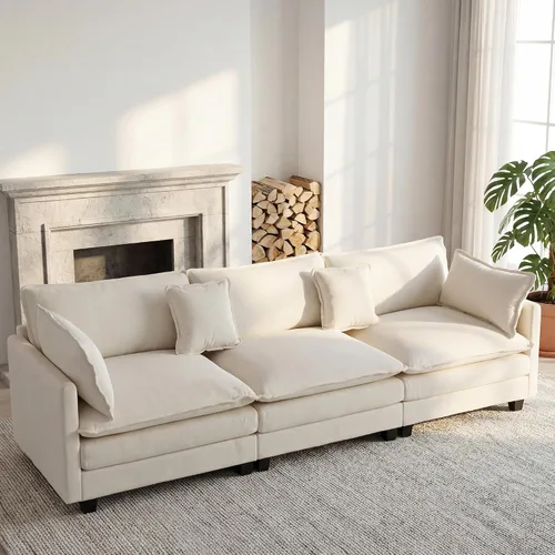 Vista 29 de Sofá seccional, cómodo sofá modular de nube, sofá modular de asiento profundo, sofá moderno en la nube, sofás modulares para sala de estar, Beige
