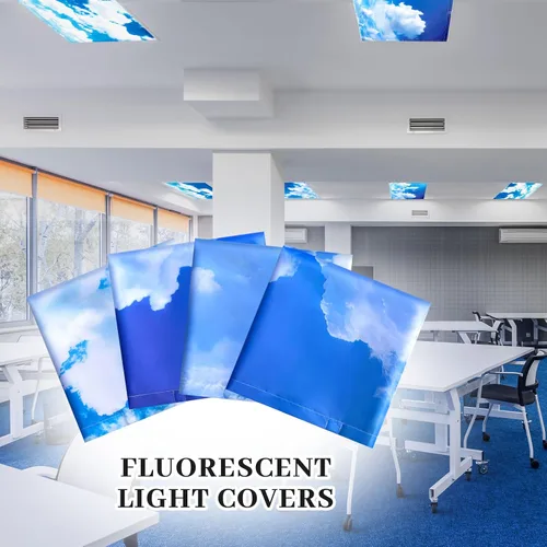 Vista 6 de ROCEEI Paquete de 4 cubiertas de luz fluorescente para luces de techo, 4 x 2 pies, cubiertas magnéticas de luz para aula, oficina, hogar, escuela