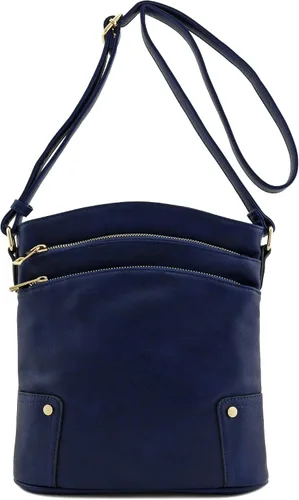 Vista 2 de Bolso cruzado grande con triple bolsillo con cremallera.