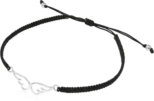Vista 2 de AeraVida Alas de ángel espiritual, plata de ley 925, pulsera ajustable con cuerda de algodón, Metal