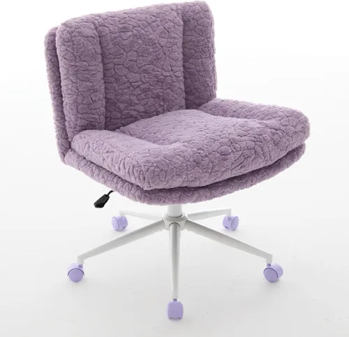 Vista 13 de Silla de tocador de piel sintética rosa bebé, silla de escritorio