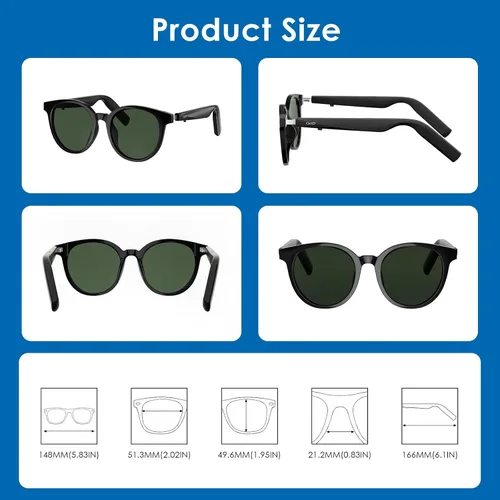 Vista 7 de GetD Lentes AI, traductor AI impulsado por ChatGPT, asistente de IA, lentes inteligentes Bluetooth para hombres y mujeres, lentes de sol