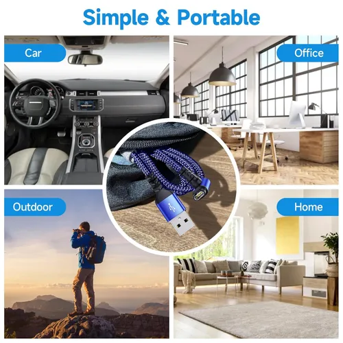 Vista 6 de Garmin - Cable cargador para reloj en ángulo recto, carga rápida, nailon trenzado, 4 pies Azul