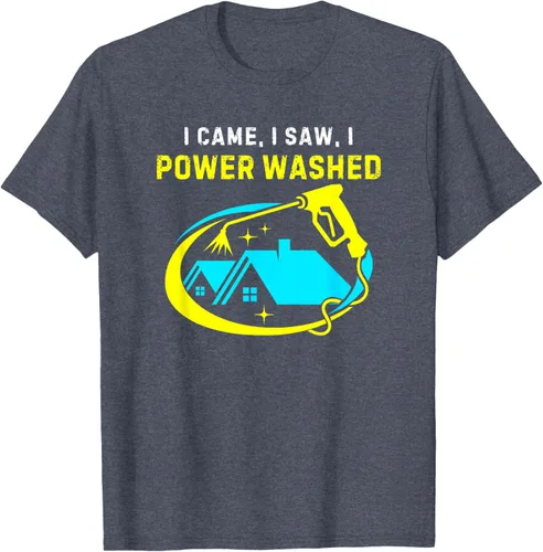 Vista 18 de Camiseta con texto en inglés "I Came, I Saw, I Power Washed Funny Power Washing", Negro