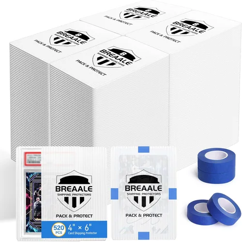 Vista 10 de Kit de envío de tarjetas intercambiables, paquete de 520 – Protectores de envío de tarjetas de 3.5 x 4.5 pulgadas con 4 rollos de cinta de pintor