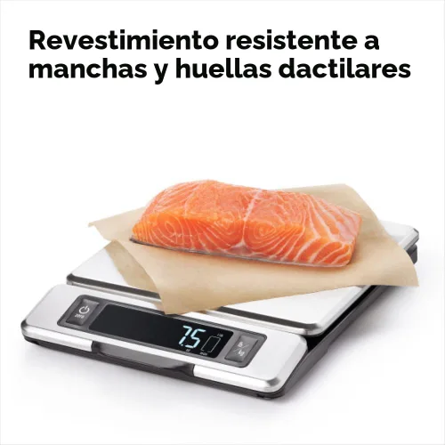 Vista 5 de OXO Good Grips - Báscula de cocina de acero inoxidable de 11 libras con pantalla extraíble, color negro