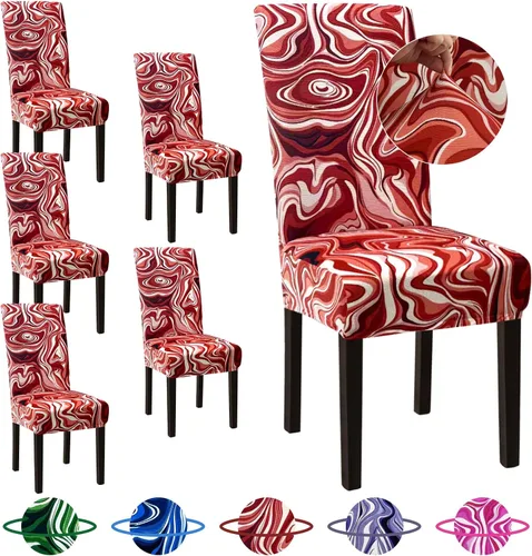 Vista 51 de Sufdari Juego de 4 fundas para sillas de comedor, color beige, antideslizantes, de elastano, elásticas, para comedor, hotel (Grande)