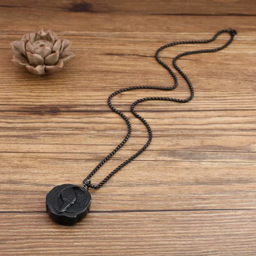 Vista 6 de COAI Collar de obsidiana negra de cuervo de joyería vikinga para hombre