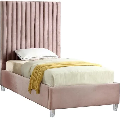 Vista 13 de Meridian Furniture CandaceCream-F Colección Candace Moderna Cama matrimonial tapizada de terciopelo contemporánea, tela de terciopelo crema