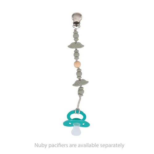 Vista 5 de Nuby Pacifinder Clip de silicona para chupete – Clip para chupete de bebé con práctico gancho – Bigote