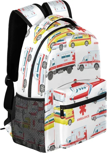 Vista 2 de Mochila estudiantil más grande, mochila escolar impermeable para adolescentes y niñas, Ambulancia, Mochilas Daypack