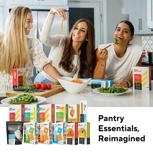 Vista 8 de Fiber Gourmet Macarrones con codo de pasta baja en carbohidratos - Apto para dieta cetogénica, alta fibra y bajas en calorías - Fideos italianos 1