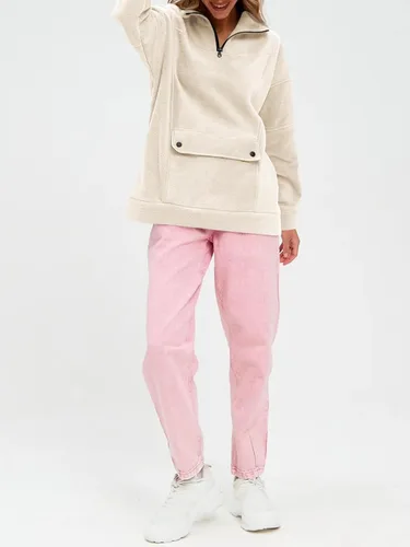 Vista 4 de Fisoew Sudaderas con cremallera de un cuarto para mujer, forro polar, media cremallera, manga larga, cuello alto