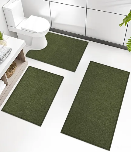 Vista 98 de Chakme Juego de 2 alfombras de baño ultrafinas, absorbentes, antideslizantes, lavables a máquina, color negro, 17 x 24 pulgadas / 17 x 30 pulgadas